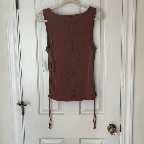 NWT Anthropologie X Pilcro | Ruched Square-Neck Tank Top Sleeveless Medium Boho - Picture 7 of 12